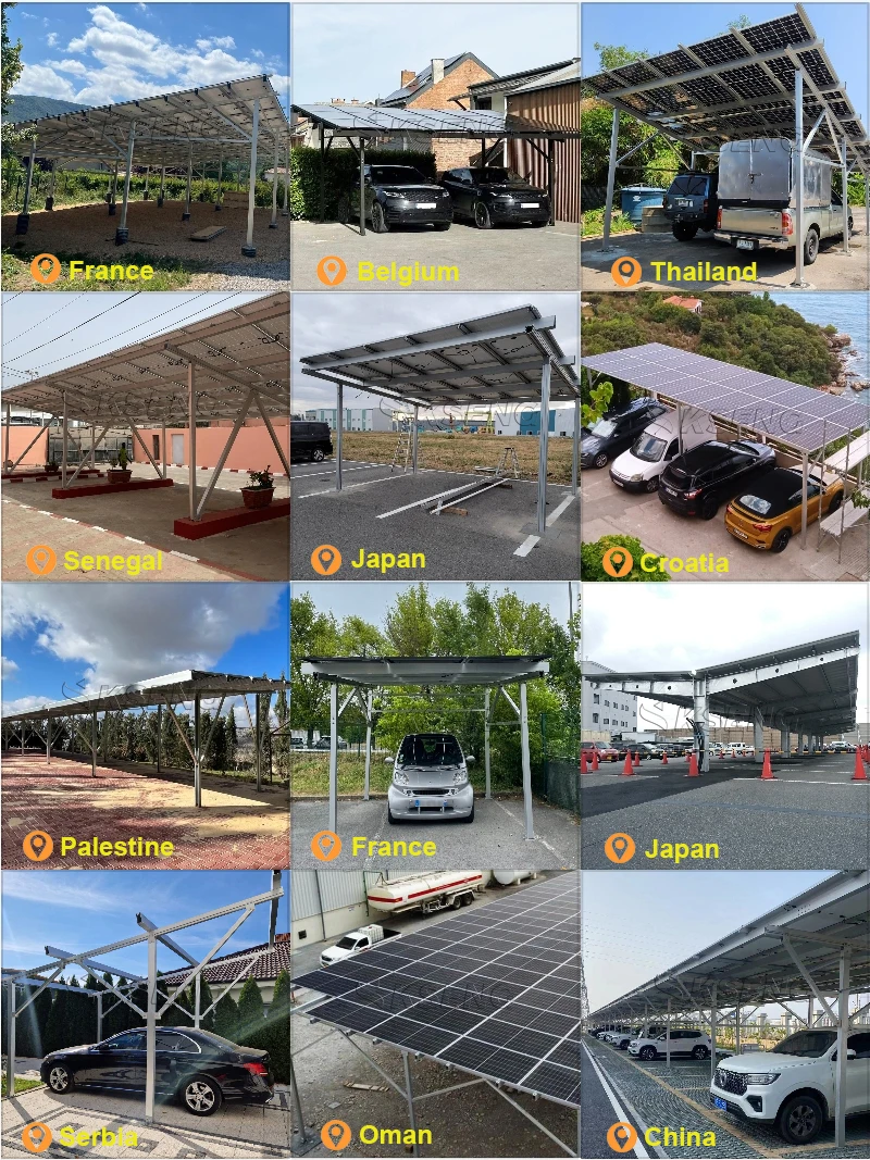 Aluminum Solar Carport Structure Modern Design Black Solar Carport Mounting Solar Car Park