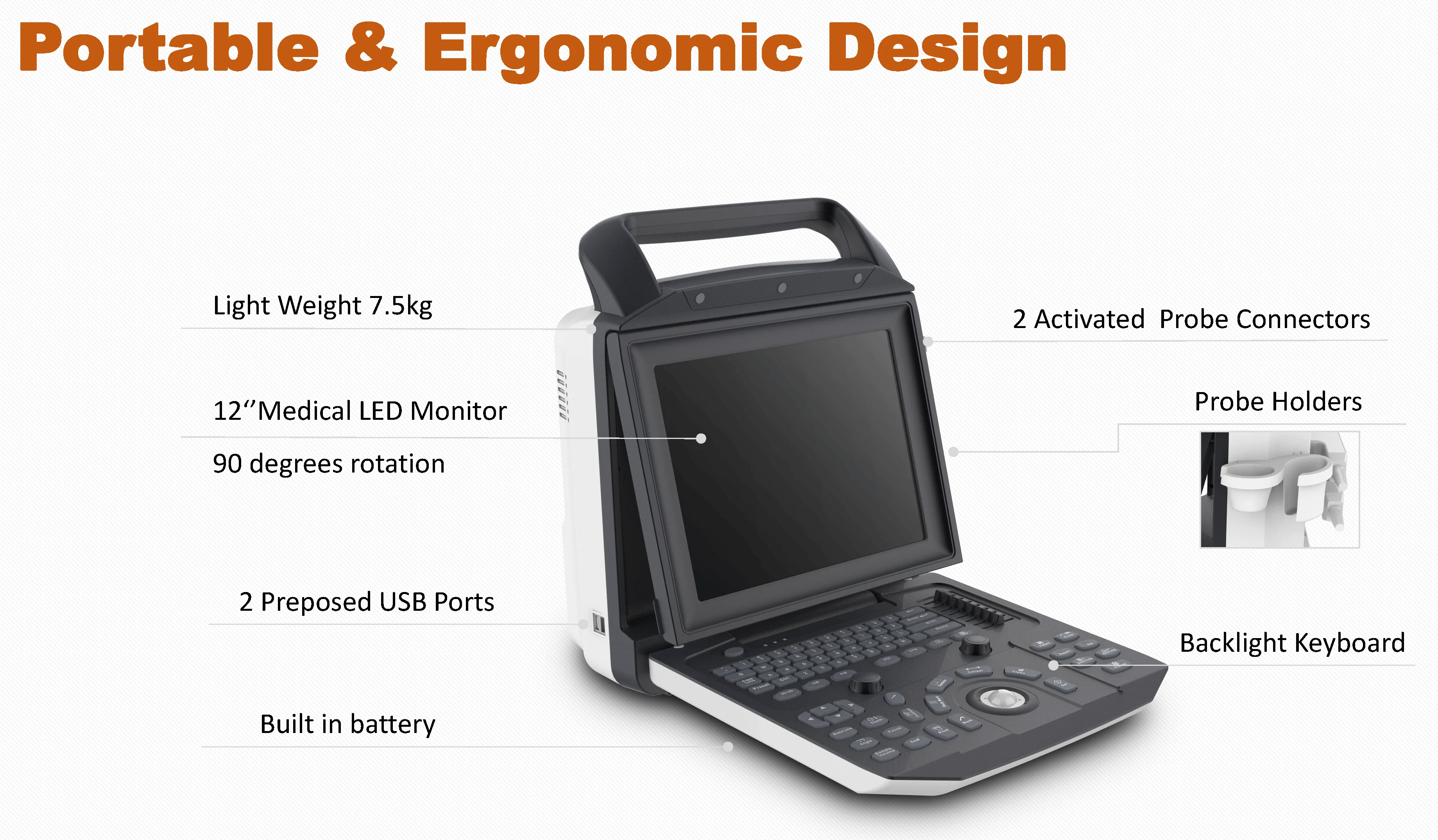 Medico Ecografo Portatil Ultrasonido Portable Color Doppler CW TDI Cardiac Ultrasound Machine Price