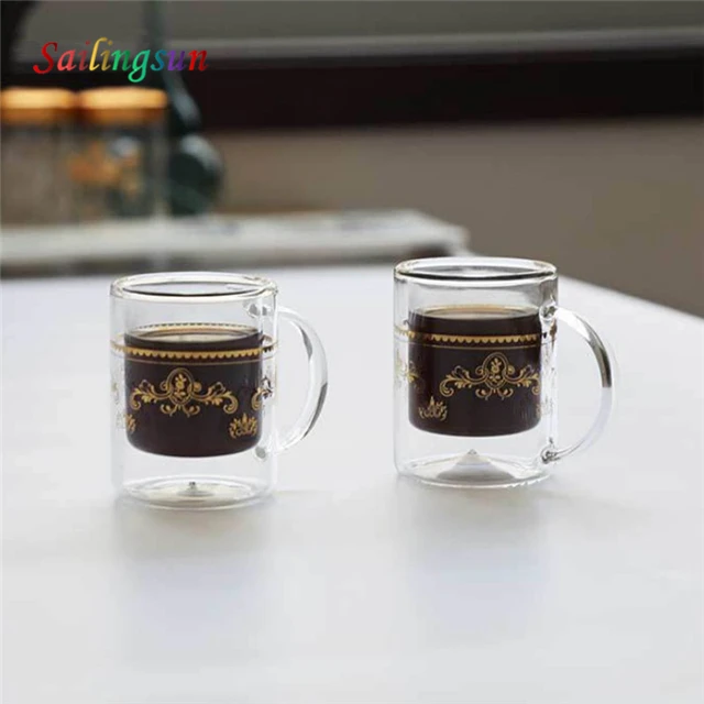 Customize decal acceptable dust free lid  double wall glass coffee tea mug