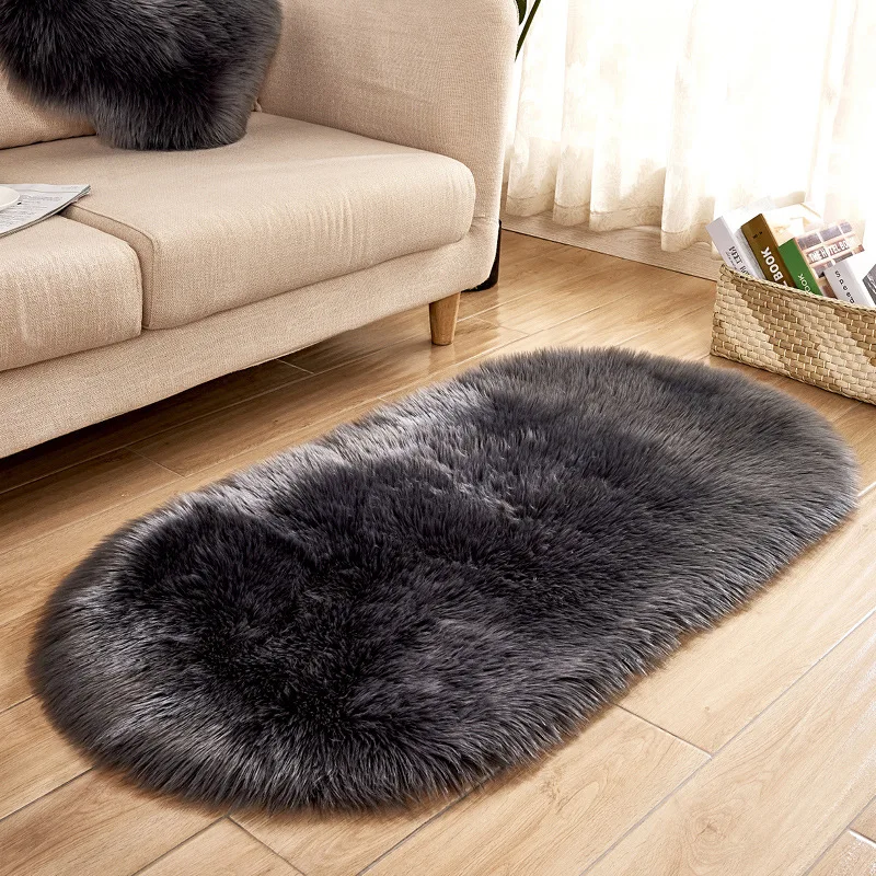 Oval Artificial Wool Carpet Plush Washable Fluffy Soft And Warm Living Room