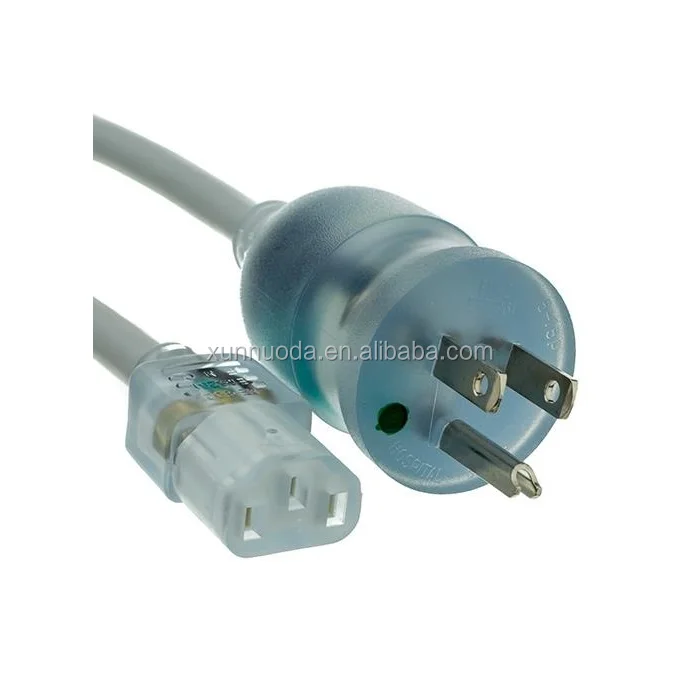 Больничный американский стандарт NEMA 5-15P к шнуру питания IEC C13, зеленая точка, соответствие REACH