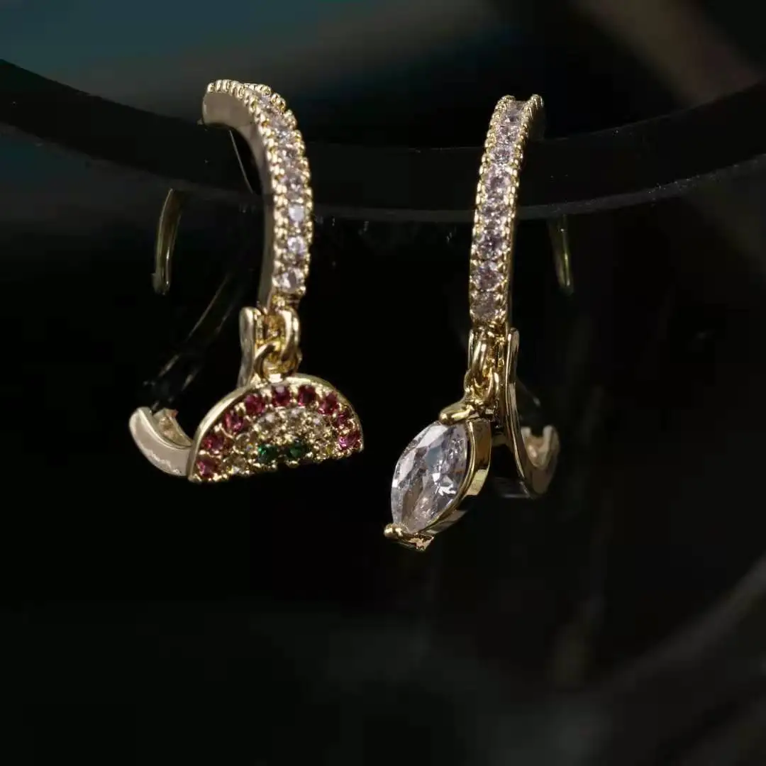 wholesale mixed designed zirconia jewelry 2021 earrings set stainless steel asymmetric earrings