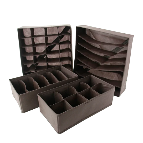 4 PCS Home Use Foldable Closet Organizer Drawers Underwear Storage Bins