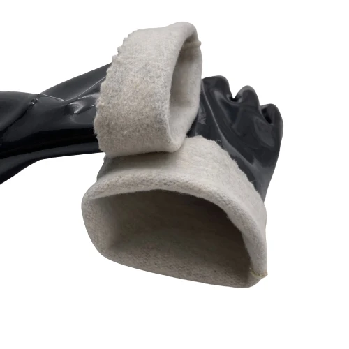 Coating Reusable Heavy Duty Work Gloves Oil Resistant Non Slip Safety Work Gloves Chemical Resistant PVC BLACK Polyester 44.5cm