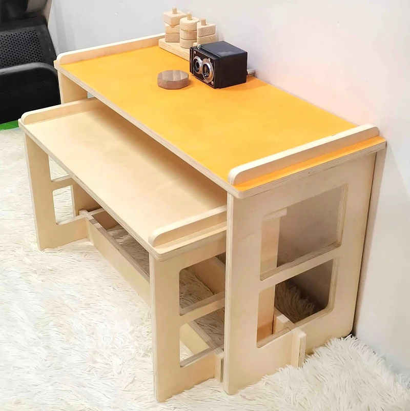 Children Playroom Desk Toddler Table and Chair Wooden Montessori Kids Table Sets
