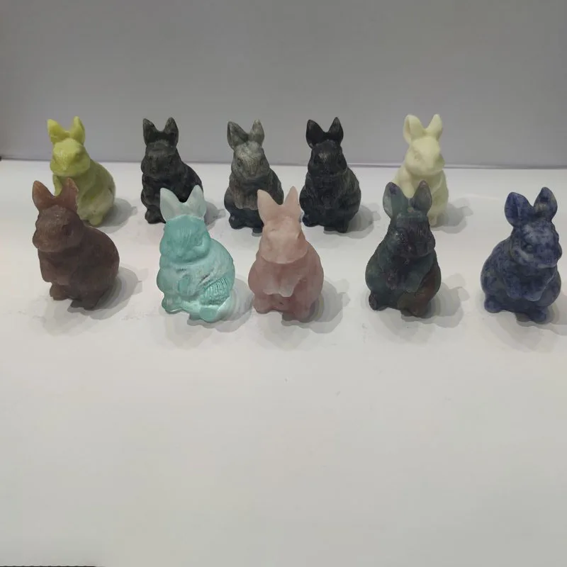 Wholesale Natural Quartz Folk Crafts Rabbit Crystal Carvings Animales  For Home Decoration