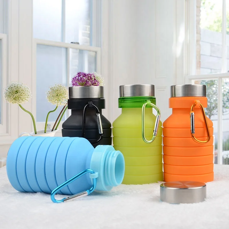 Dropshipping Product 2022 Amazon Custom 550ML Collapsible Water Bottle Portable Foldable Silicone Folding Coffee Cup