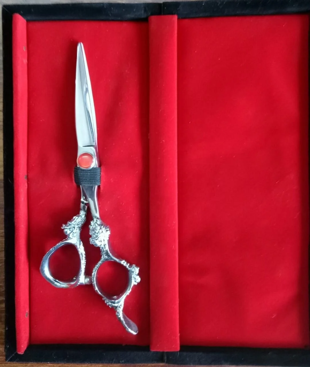 Professional 6 Inch Barber Haircut Scissor Shear with Dragon Handle Stainless Steel Straight Blade Sharp Tip Beauty Tool