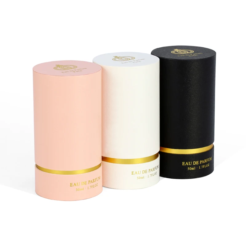Custom Essential Oil Tubes Packaging Boxes Paper Tube Gold Foil Black Perfume Cylinder Packaging