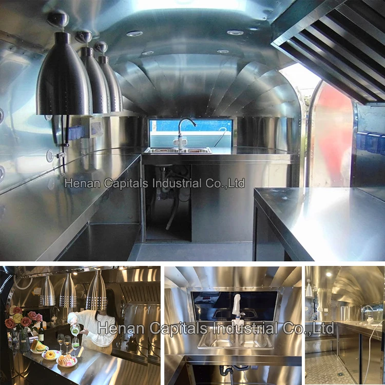 Fried chicken and french fries Use street stainless steel mobile fried chicken food truck trailer  for Food Shop