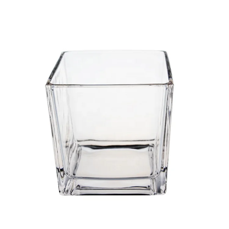 Wholesale Transparent Tall Square Glass Candle Holders jar