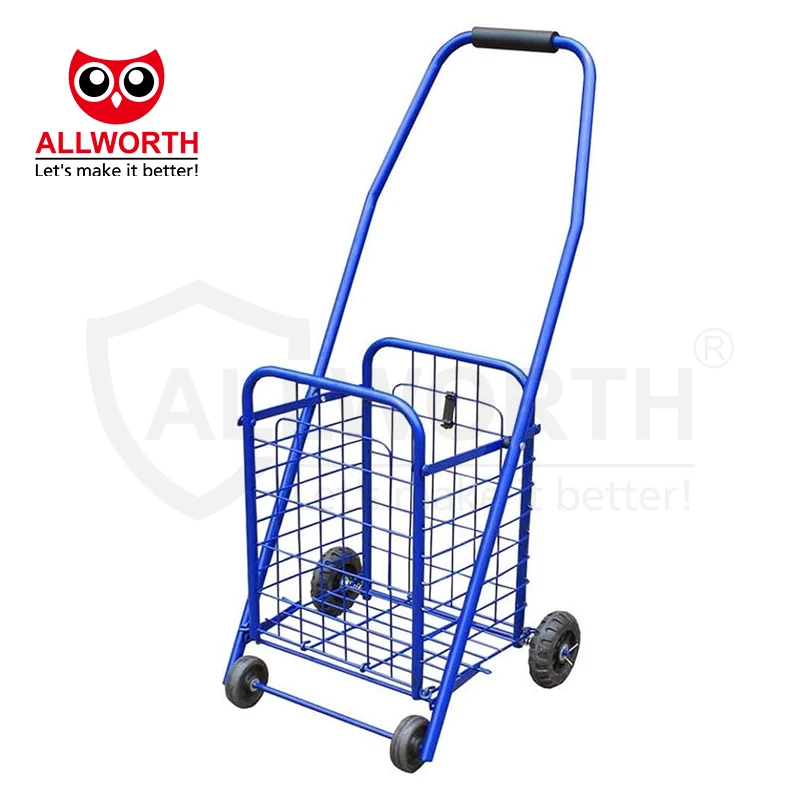 Wholesale Folding Supermarket Trolley Metal Basket Grocery Shopping Cart
