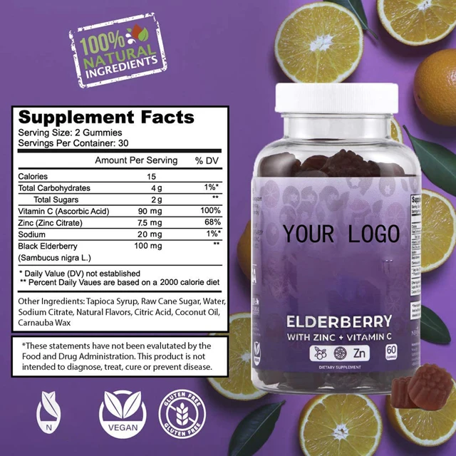 Made from plant based pectin no gelatin no fructose improve autoimmune health elderberry gummies