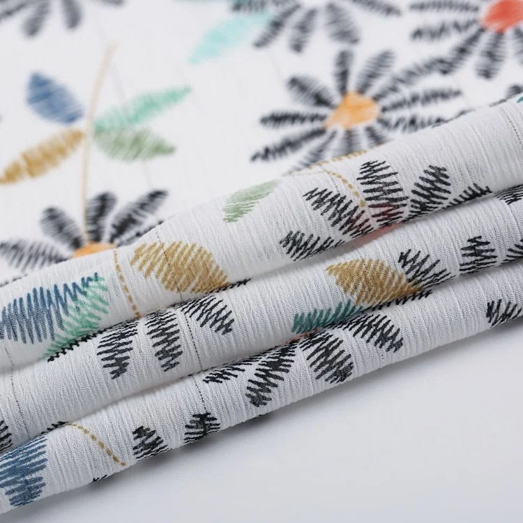 Spring summer fresh cute design silver lurex glitter chiffon fabric printed with leaves and small flower for dresses