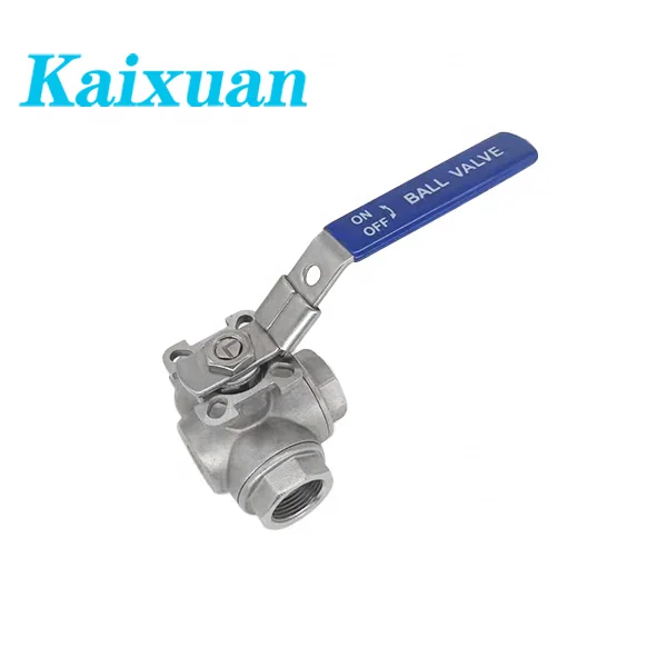 L Type Stainless Steel 304 316 BSPT Thread Three way Ball Valve 1/4'--4' for Water Oil Gas 1000PSI