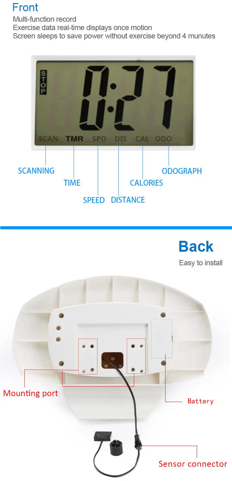 ZT Multifunctional Oem Exercise Bike Monitor Spinning Bike Speedometer With Time Speed Calorie Distance Heart Rate