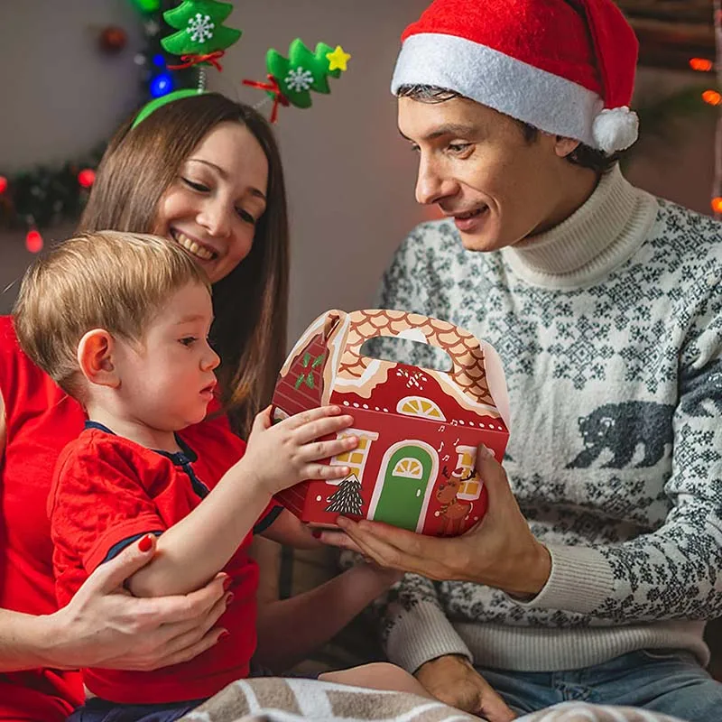 Christmas Cake Box Cardboard Treat Gift Boxes for Holiday Gift Christmas