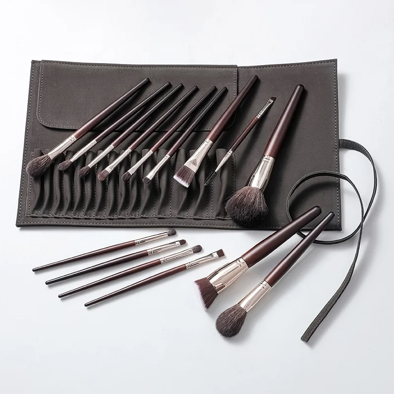 High Quality Low Price Brush Manufacturer Natural Hair Wood Handle Black Make up Brushes Cosmetic Custom Makeup Brush Set