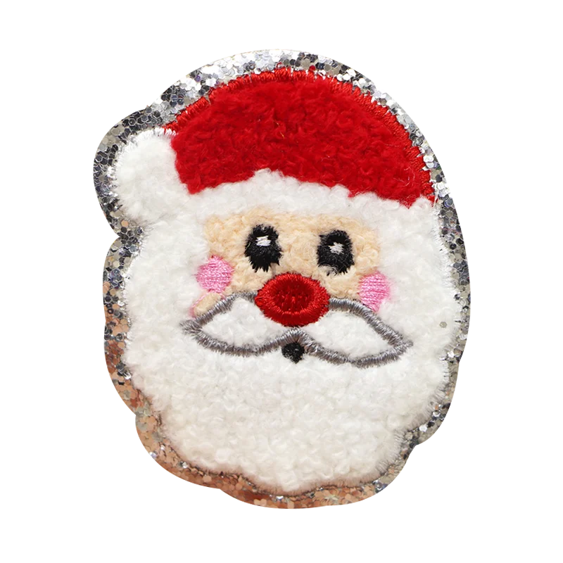 Wholesale Chenille Glitter Patch Teddy Bear Cute Felt Applique Iron On Patch Sew On Chenille Patch For Clothing