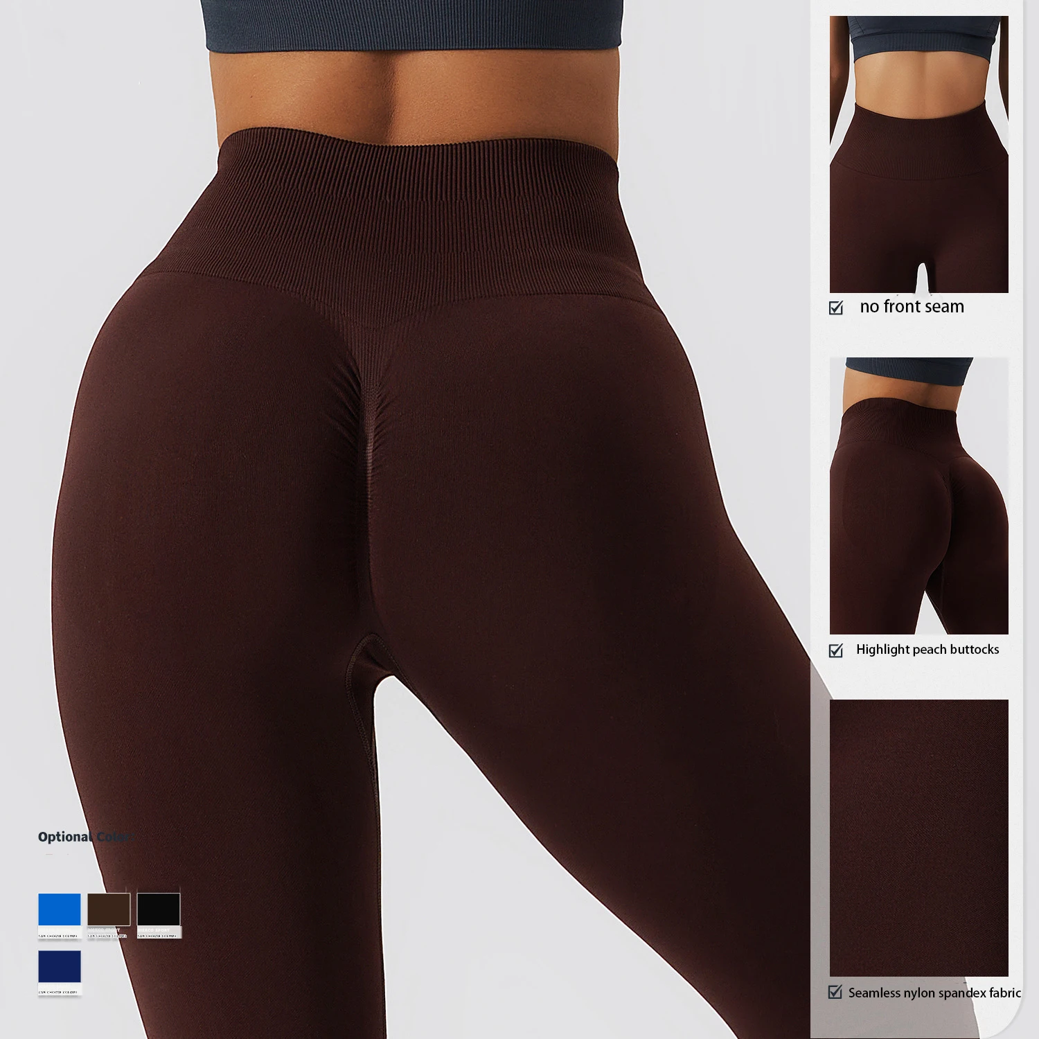 SHINBENE Tummy Control Seamless Scrunch Butt Running Fitness Yoga Pants Workout Gym Leggings
