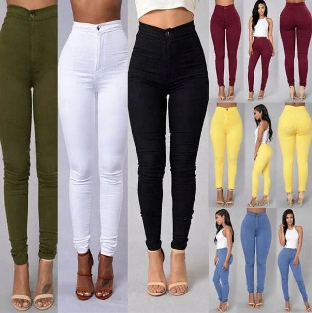 High quality Summer Women Pants Jeans Plus size S-3XL Candy Colored Skinny Leggings Stretch Pencil Pants Female Made in China