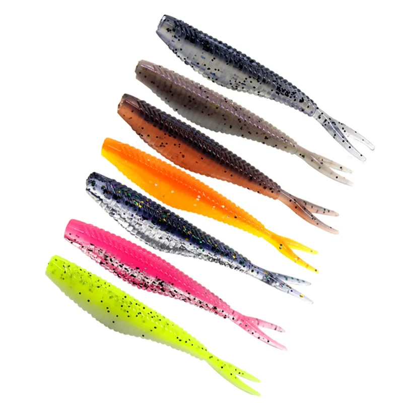 1.5g 6cm 8colors Soft Fishing Lure Double Color Bionic Lifelike Bait Plastic Forked Tail Lures