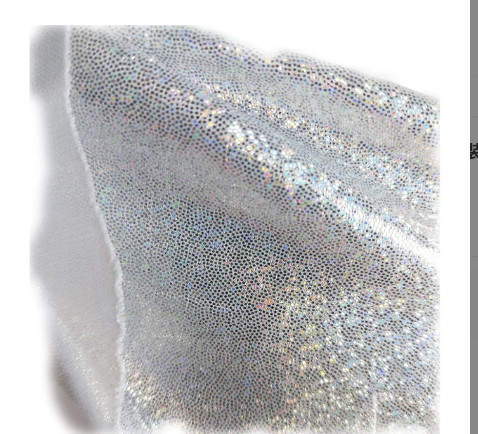 ZSYFoil Glitter Dot Design Mirror Leather Reflective Laser Polyester Fabric for Bridal Party Evening Stage Dress Swimwear Fabric