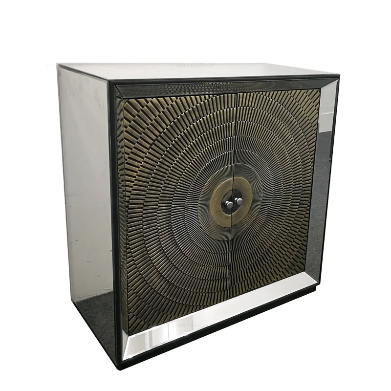 2 Doors Living Room Furniture Wooden Mirrored decorative Storage Cabinet Vintage Console Sideboard