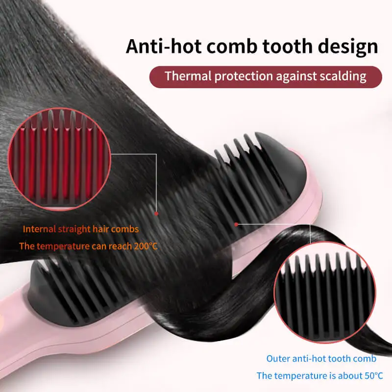 Professional 2 in 1 LED Travel Home Use Ceramic Comb Ionic Electric Hair Curler Hair Straightener