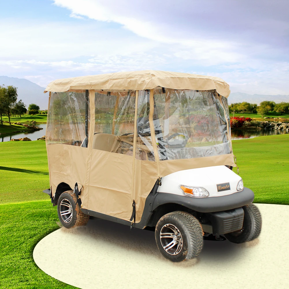 Heavy Duty 4 Person Golf Cart Cover With  PVC  Storage Driving Enclosure Fit EZ Go, Club Car,  Cart