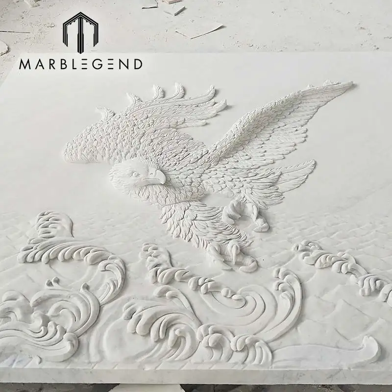 Eagle marble wall relief panel for garden wall hotel ornament vivid animal stone relief