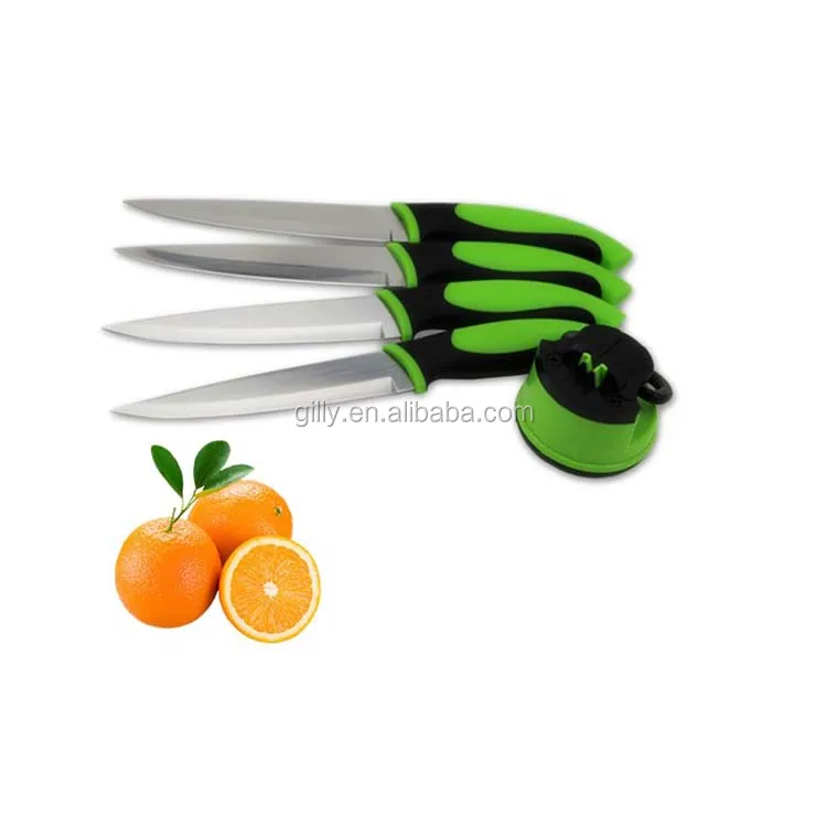 As seen on TV stainless steel 4pcs kitchen knives with knife sharpener
