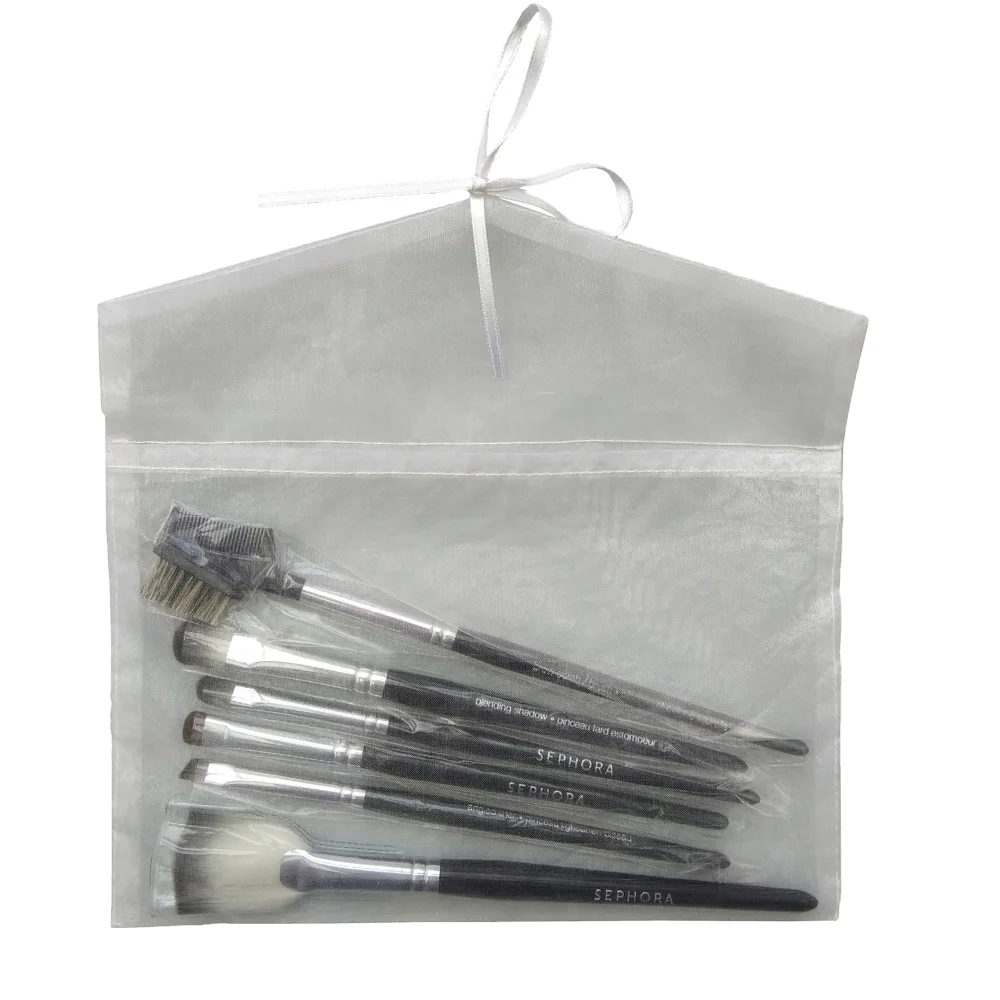 Подарочная сумка-конверт из органзы на шнурке с бусинами