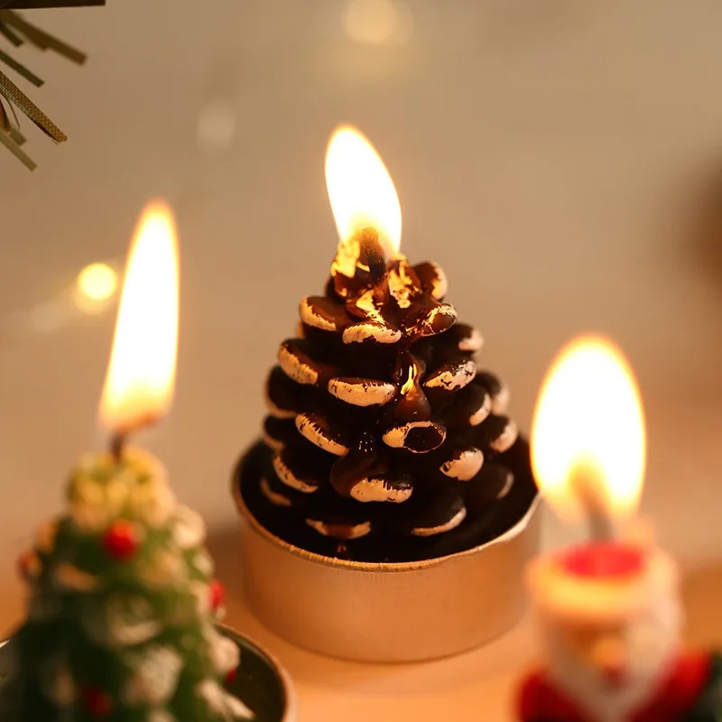 3pcs Christmas Candles Santa Claus Snowmen Tin Cans Candle Christmas Decorations for Home Mini Candles New Year Gifts