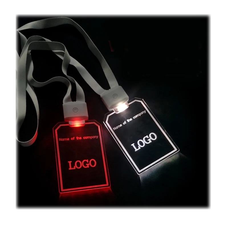 LED Acrylic Illuminated Lanyard, Accept any number of customized logo necklaces