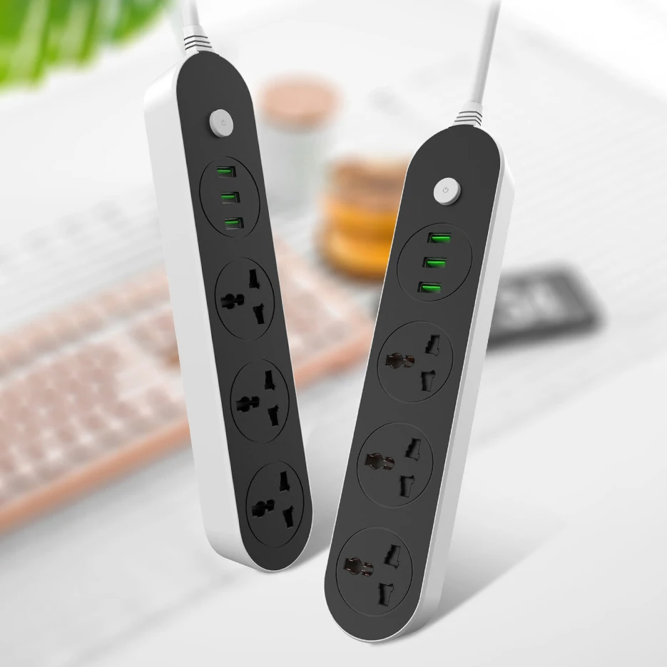 Y1W  2500W US EU UK Power Strip German Plug 3 AC Outlets and 3 USB Ports Universal Extension Outlet 1 Usb C And Usb