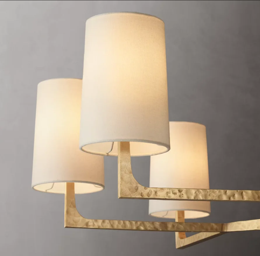 Custom Copper Contemporary Suspended Light Fabric Shape Round Chandelier Decorative Lamp Luxury Pendant Light