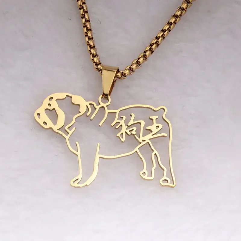 High Quality Pet Lover Dog Commemorative Gift Dog Shaped Gold Necklace Custom Name Personalized Chain Necklace