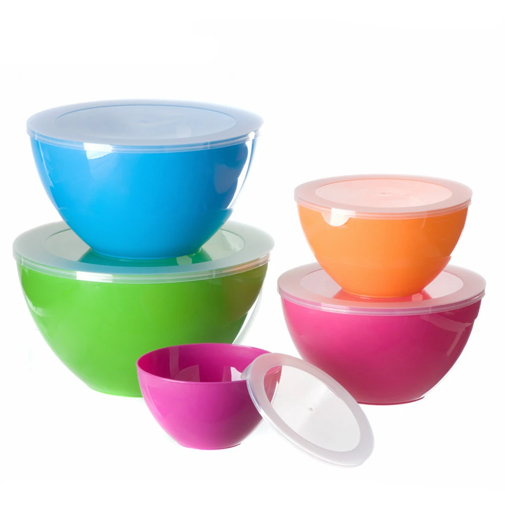  different size BPA Free plastic colorful bowl set made in Guangdong Jiangmen kitchen salad used dinner