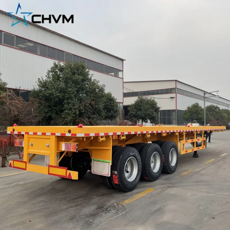 Factory Directly Container Flatbed Truck Semi Trailer 40ft 20ft 48ft 2 3 4 Axles 20 40 ft Feet For Sale With Twist lock