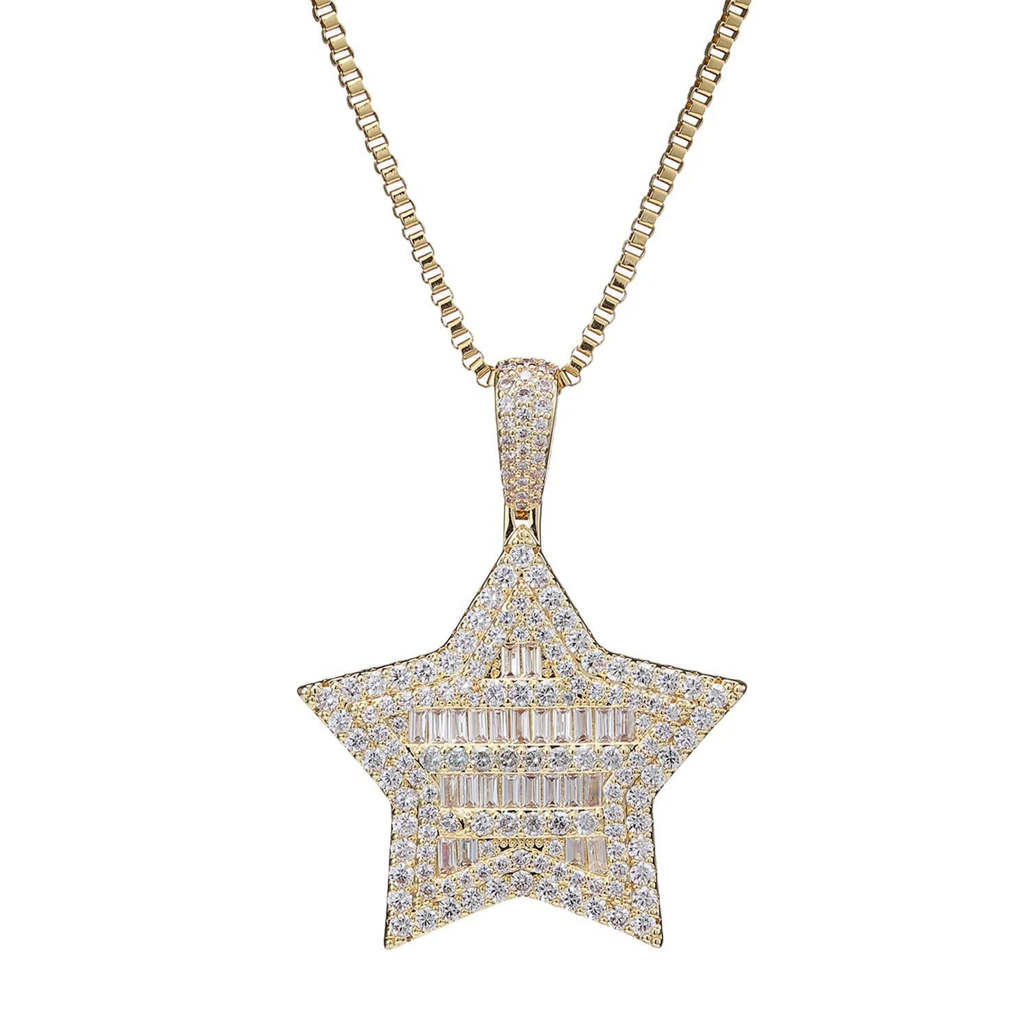 
Custom Hip Hop Start Shaped Pendant Men And Women Jewelry Charms Silver Iced Out Pendants 