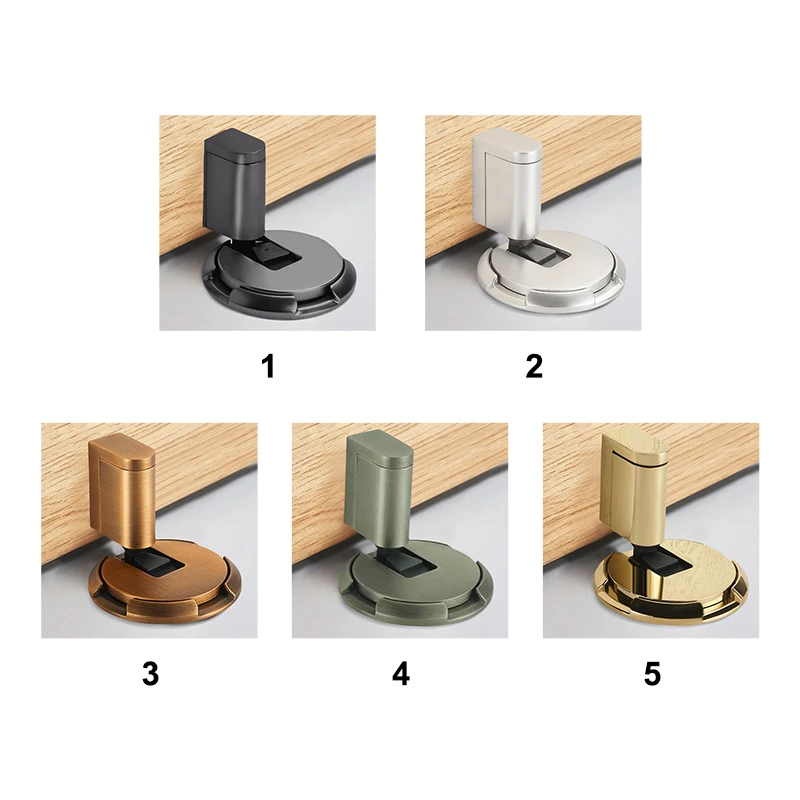 Non Punch Black Metal Heavy Duty Brush Nickel Under Wall Protector Mechanical Floor Holder Draft Magnetic Door Stop Door Stopper