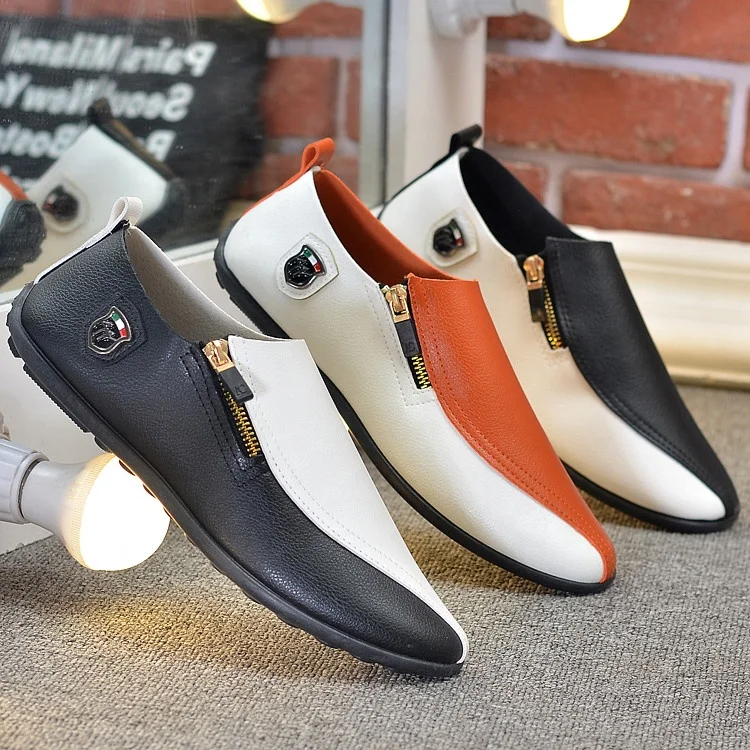 summer British shoes fashion men shoes casual peas shoes orange color