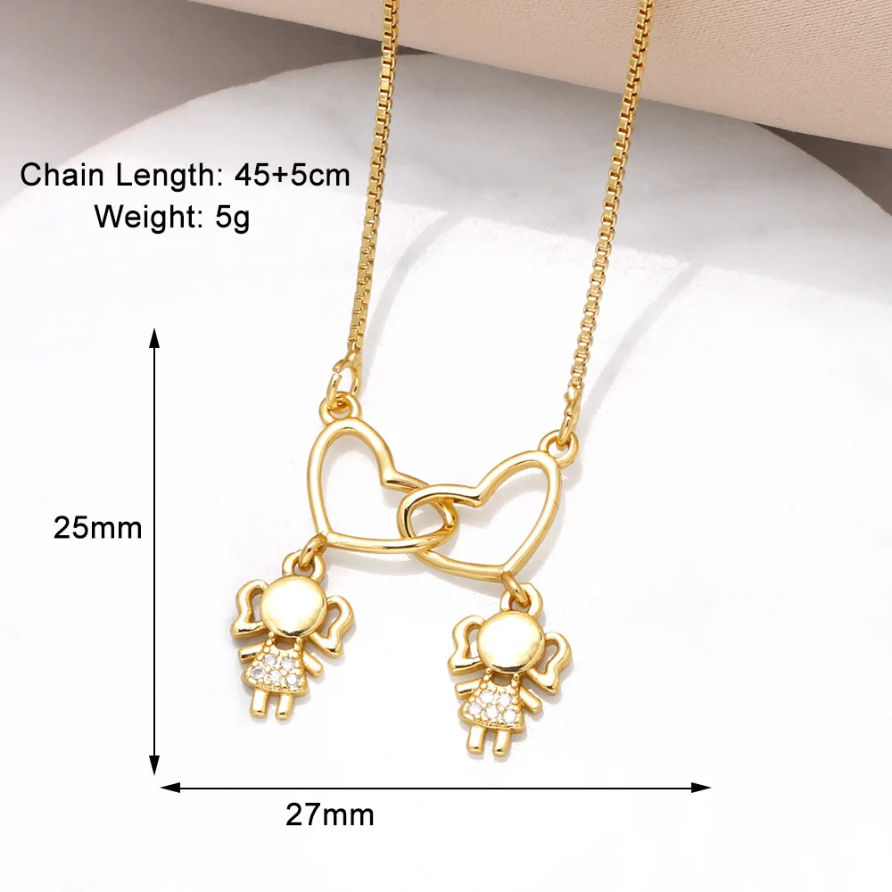 Love girl boy pendant necklace gold-plated zircon clavicle chain ladies simple accessories