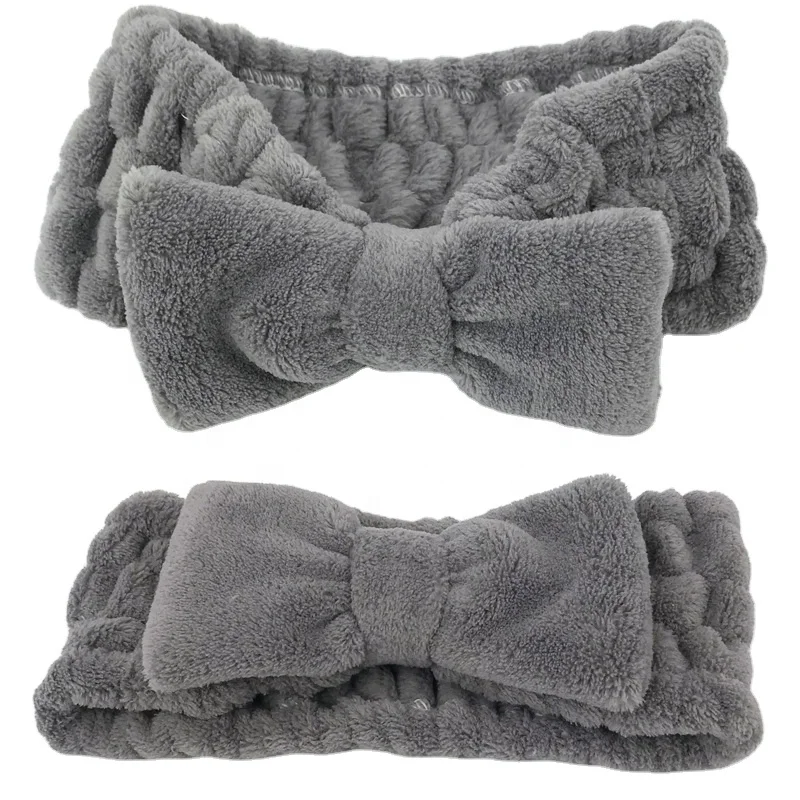 High quality elastic hair band colar fleece fabric elastic dots hair band for make up and face cleaning