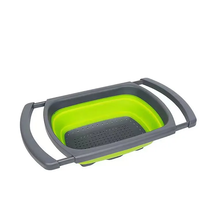 Wholesale Creative Kitchen Folding Strainers Silicone Colander Fruit Vegetable Drain Basket