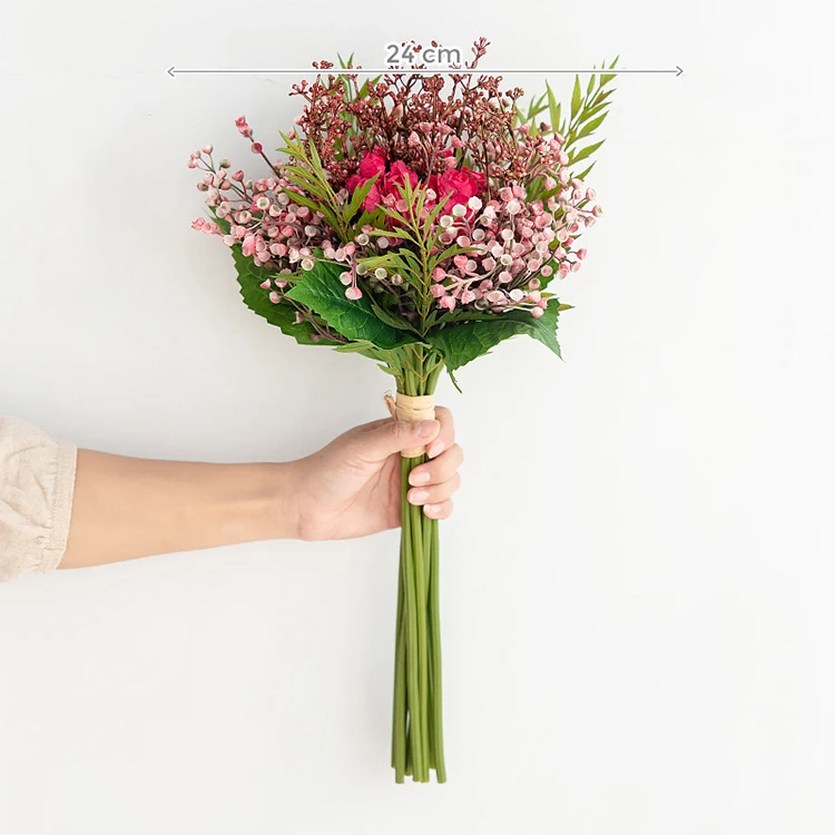 Wholesale beautiful satin bride flowers bush artificial rose Bridal Bouquet flower for wedding home decoration