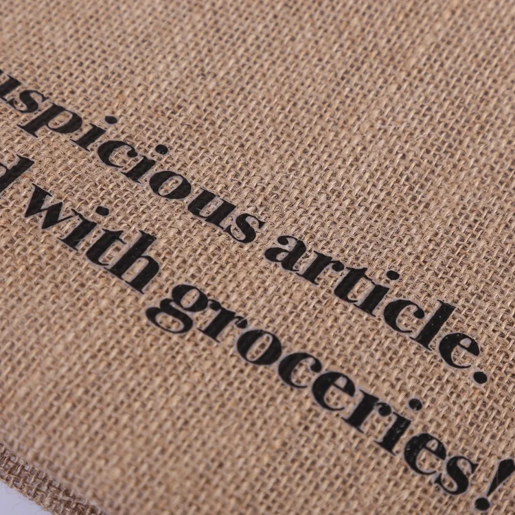 Custom Printed LOGO Eco Reusable Large Shopping Tote High Quality Burlap Jute Bag With Leather Handles