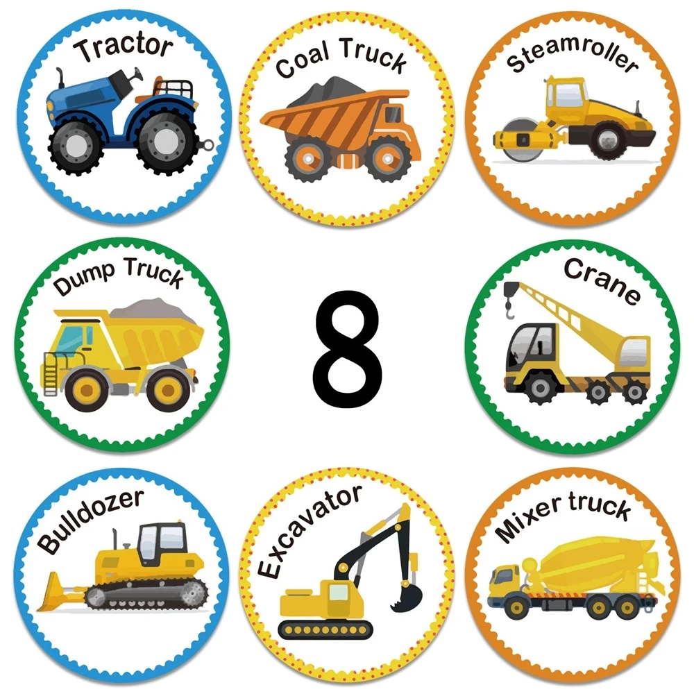 Truck Stickers for Kids Scrapbooking Reward Sticker Construction Car Birthday Party Gift Toy Decor for Children