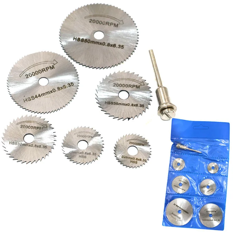Electric mill accessories high speed steel cutting blade 7pc wood plastic copper aluminum soft metal saw blade 3.2mm rod